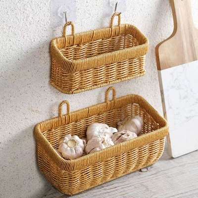 Rattan-like ginger and garlic storage basket woven hanging basket kitchen ginger garlic onion egg fruit wall hanging basket rattan-like storage box