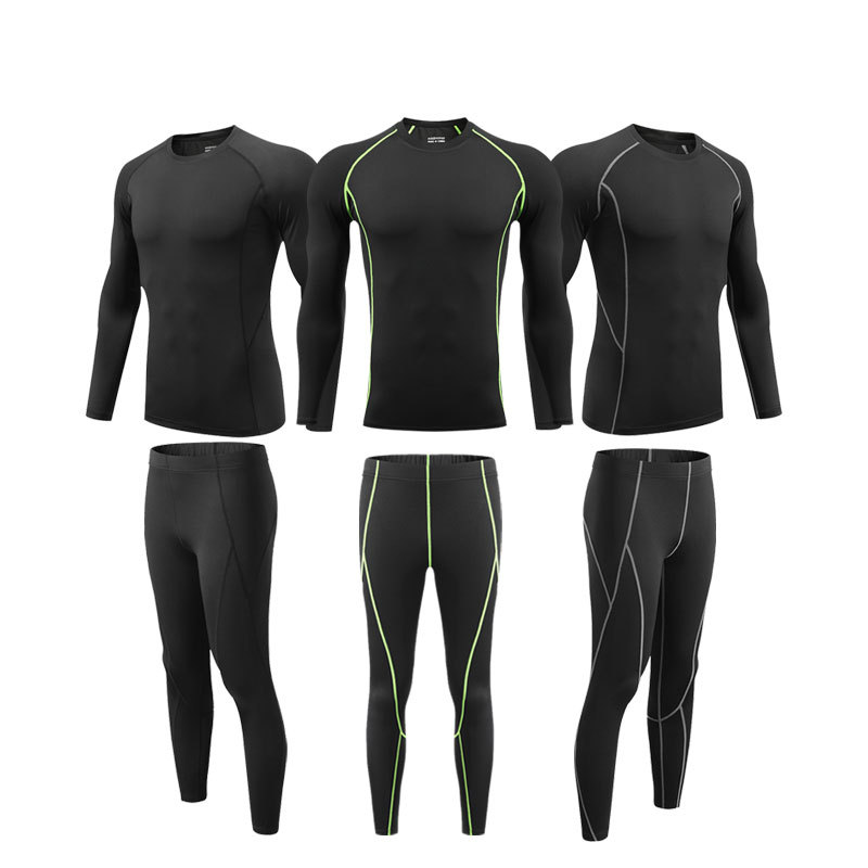 Sports Leisure Running Suit Men's Fitness Tights Quick-drying Clothes Long-sleeved Trousers Training Suit Children's Same Style for Autumn and Winter