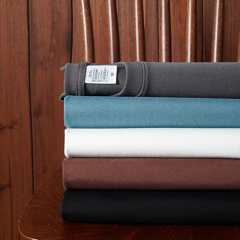 300g Double Yarn Pure Cotton Solid Color Blank Short Sleeve T-Shirt Shoulder Loose T-Shirt Men's oversize E-Commerce Agency