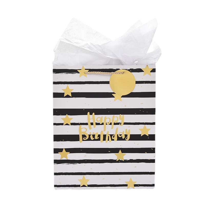 New ins style birthday gift bag paper bag gift tote bag white cardboard bronzing gift paper bag spot wholesale