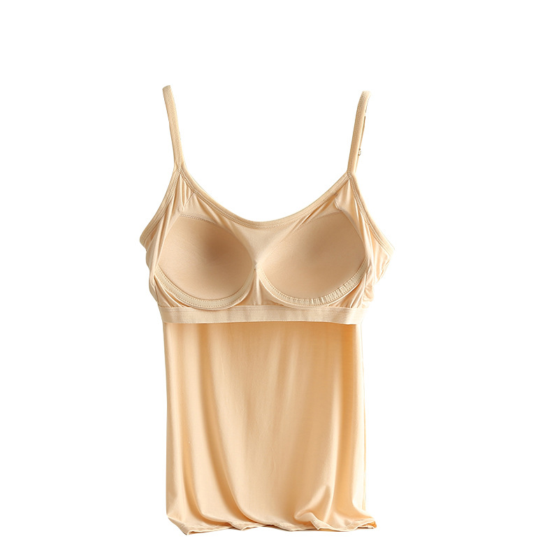 Modal Camisole with Chest Pad Women's Outer Wear Base Thin Slim-fit Large Size Cup One-piece Base Shirt Women