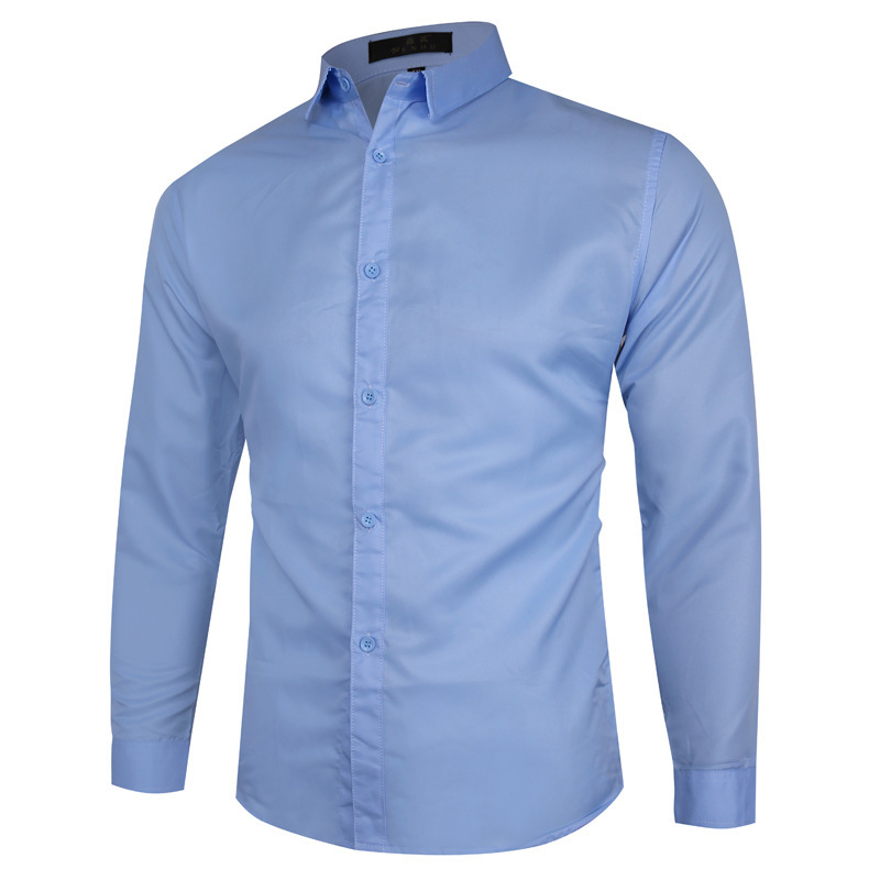 2023 foreign trade clothes fashion solid color large size men's long sleeve shirt Four Seasons business casual shirt eBay wholesale