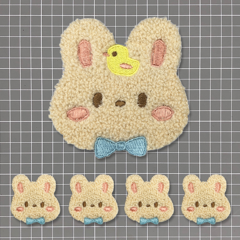Cartoon cute animal Rabbit Towel embroidery children's clothing accessories decorative LOGO embroidery cloth stickers wholesale computer embroidery stamp