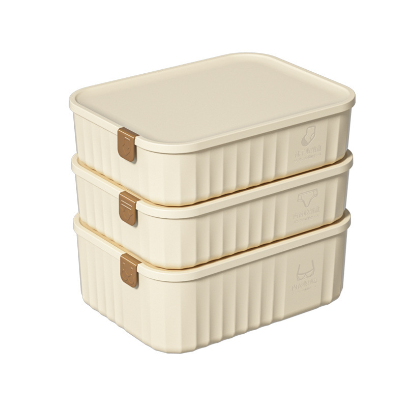 Underwear storage box cream style underwear box dormitory household compartment with lid dustproof underwear socks storage box