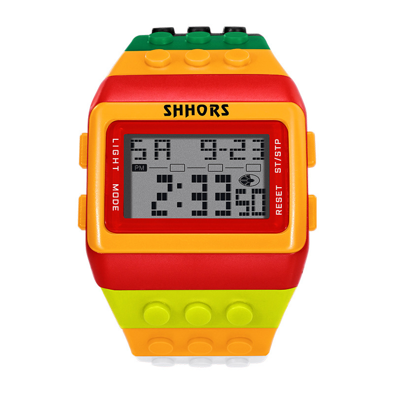 Holy monkey SHHORS factory direct student electronic watches adorable rainbow building blocks luminous electronic watches