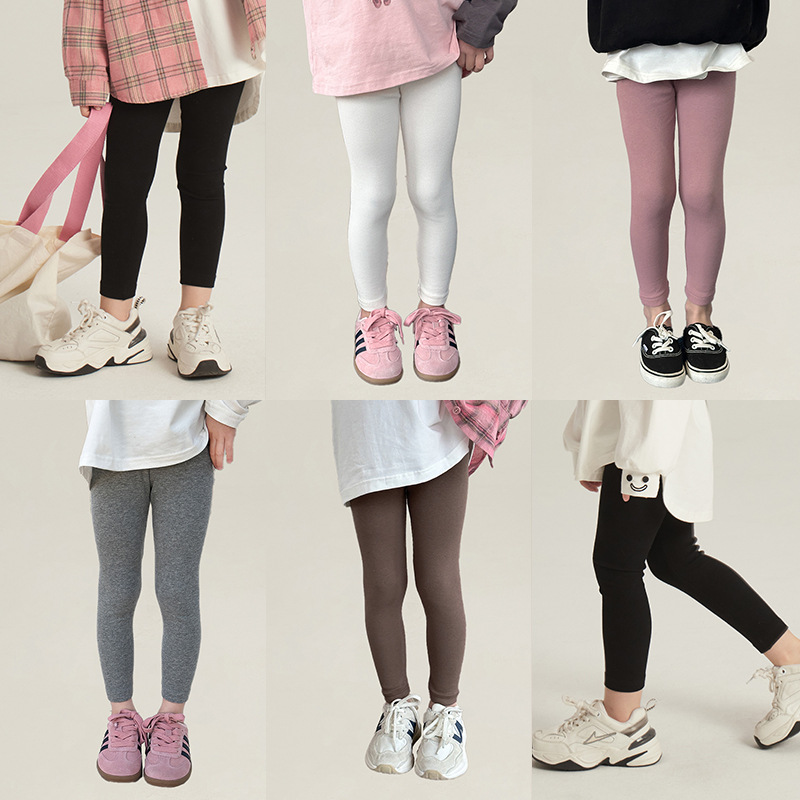 Girls' solid color leggings spring new children's Korean-style comfortable all-match stretch pants thin tight skinny pants