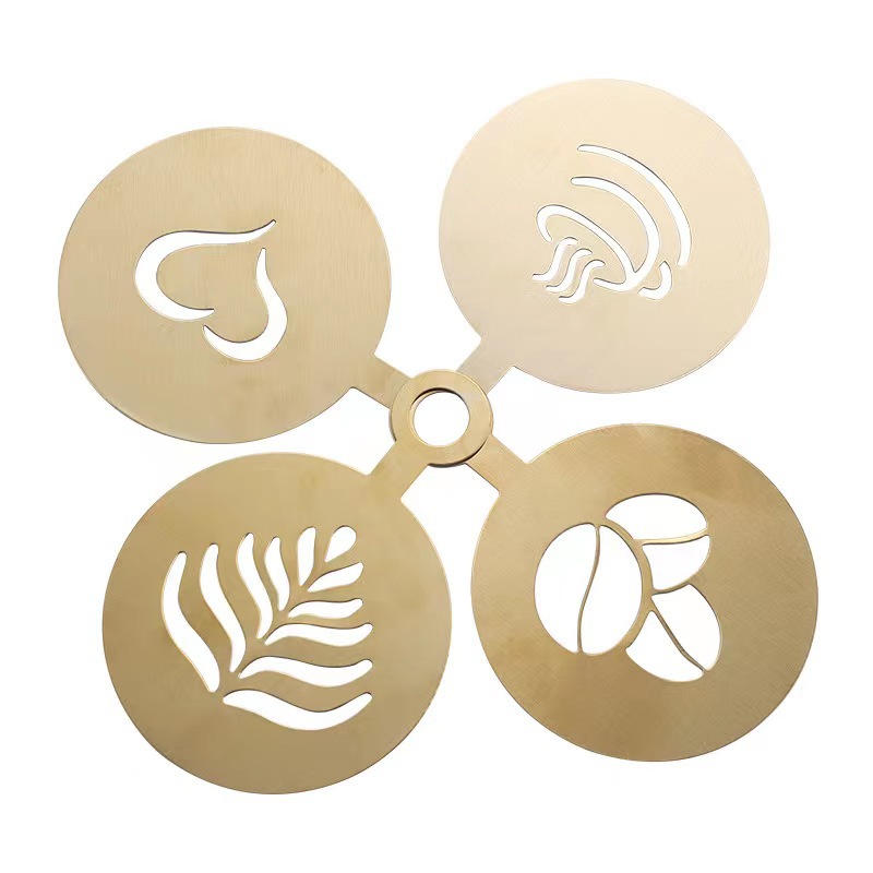 Cross-border Amazon stainless steel 430 coffee flower mould bread powder spray flower mould DIY fancy milk cover printing mould