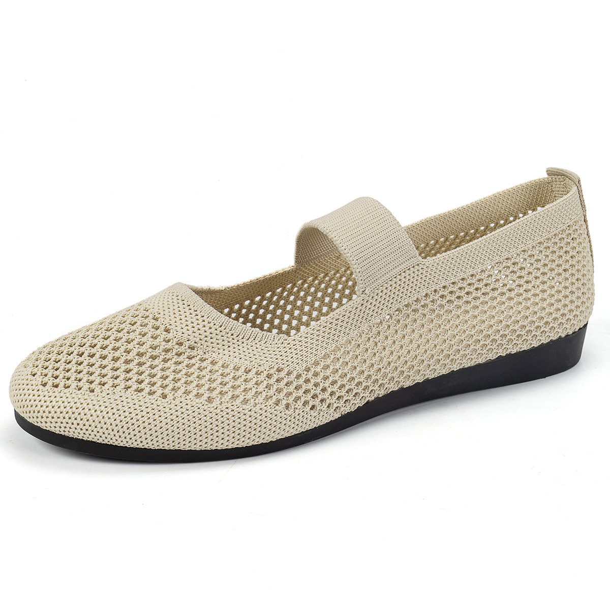 fly woven breathable flat bottom shallow mouth shoes women's cross-border hollow solid color round head dancing shoes wish supply