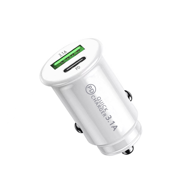 Wholesale A + C mini car charger PD fast charge car cigarette lighter 3.1A one to two USB portable adapter