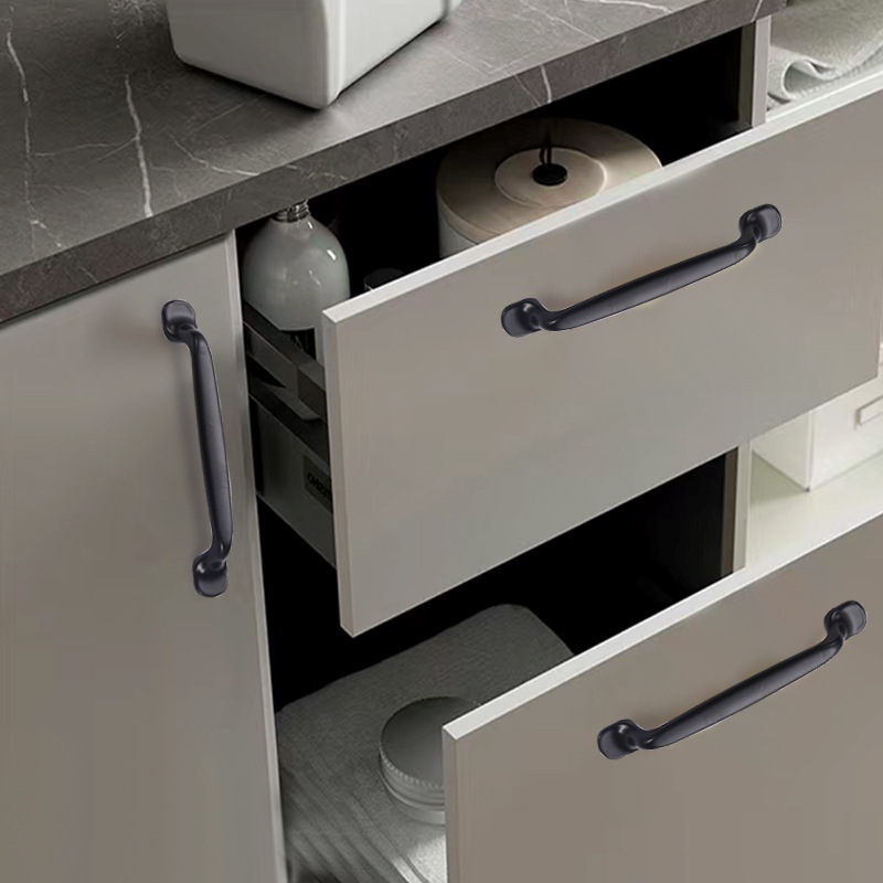 Black American female finger simple wardrobe window drawer cabinet aluminum alloy handle hardware accessories furniture handle
