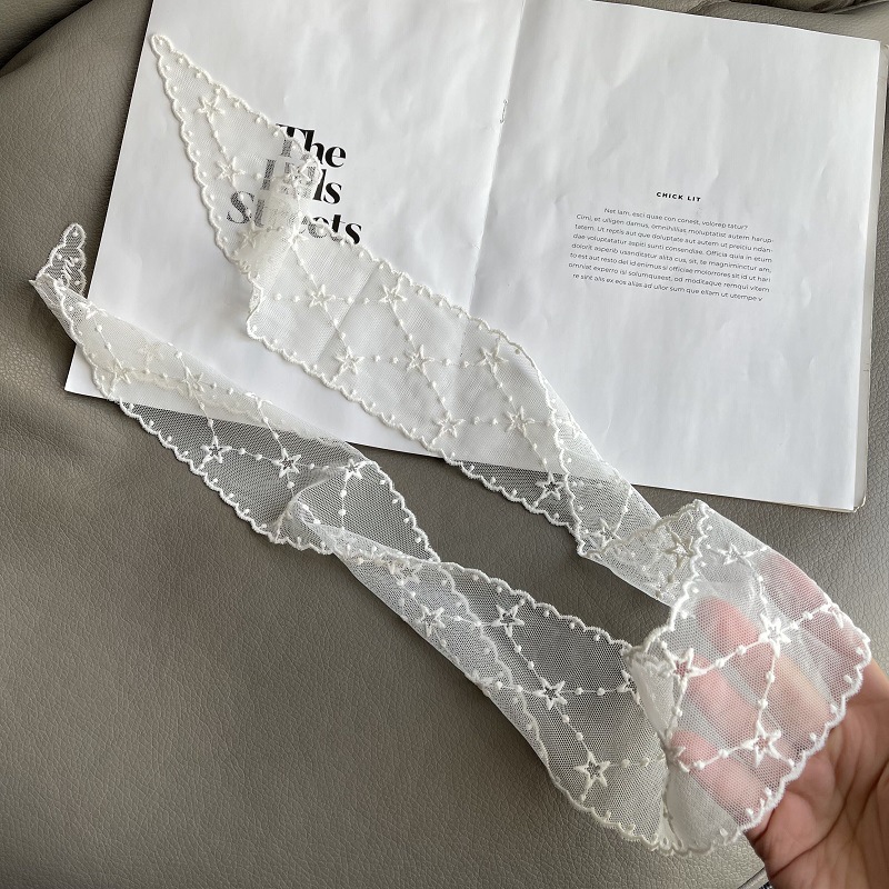 Summer Thin Lace Hollow-out Scarf Cyber Popular Thin Strip Scarf All-match Hair Tie Silk Scarf Decorative Scarf for Women