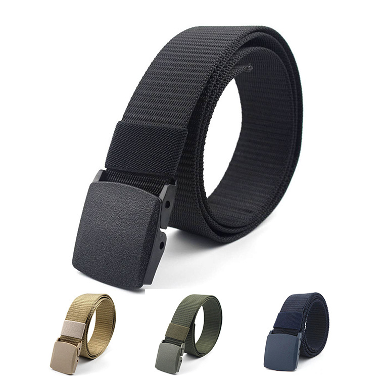 Lightweight nylon belt plastic steel buckle non-porous tank pattern outdoor military fan tactical outdoor belt canvas pants belt