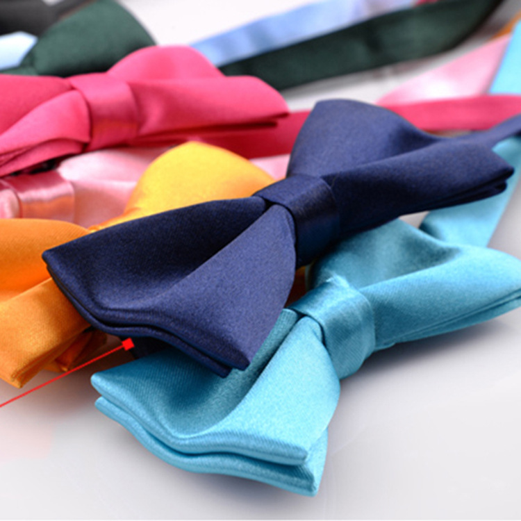 Korean Style Imitation Silk Bow Tie Men's and Children's Fashionable baby Solid Color Bow Tie Bow Tie Kindergarten Primary School Students Bow Tie