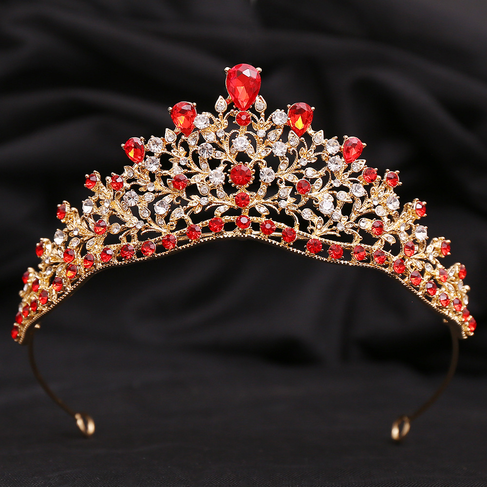 H1422 bridal headdress Baroque red rhinestone small crown simple crystal headdress bridal party foreign trade headband