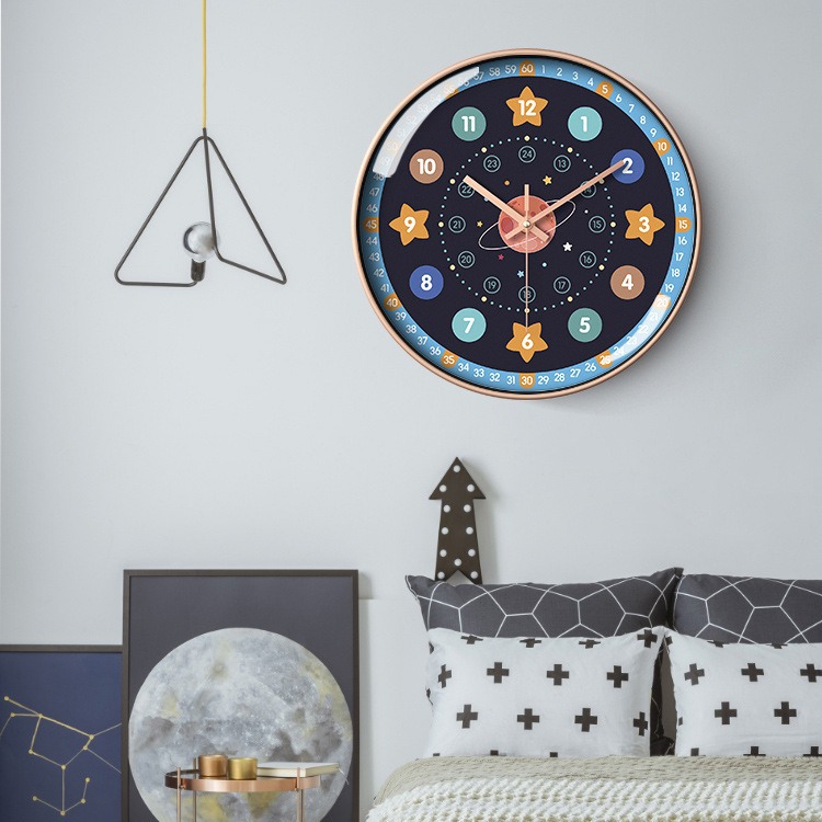 Early education wall clock clock cartoon mute clock children's time management quartz clock home wall clock
