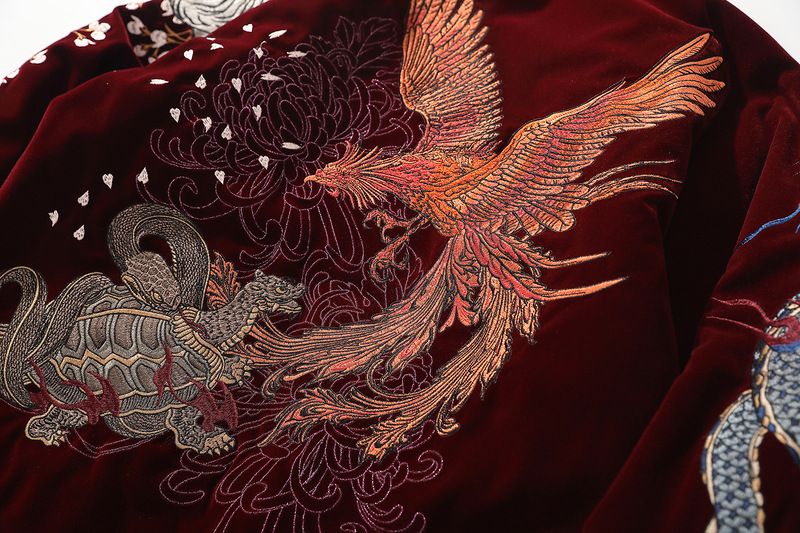 Yokosuka Heavy Industry Embroidered Men's Cotton-padded Clothes Four Beasts Dragon Vermilion Bird Embroidered Cotton-padded Jacket Distinctive Chinese Style Vintage