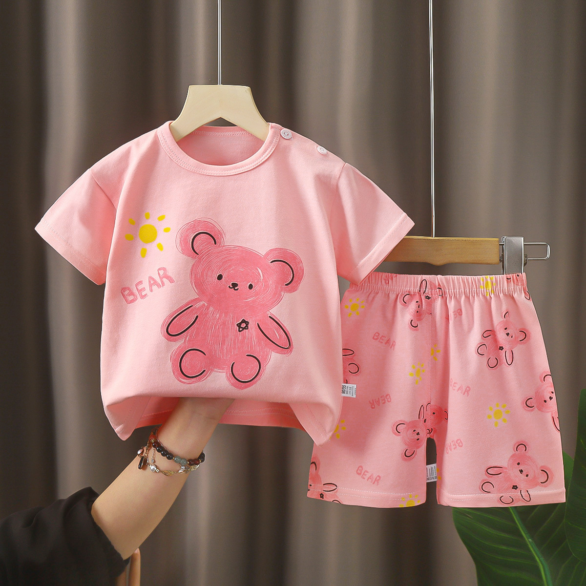 Children's short sleeve suit cotton summer new baby shorts clothes boys summer girls t-shirt children's clothing wholesale