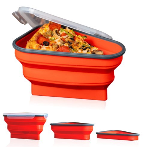 Cross-border Amazon Hot Selling Silicone Folding Pizza Box Reusable Triangle Pizza Packing Box