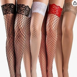 091 Exclusive silicone non-slip lace fishing net stockings large size European and American ladies large net long tube stockings