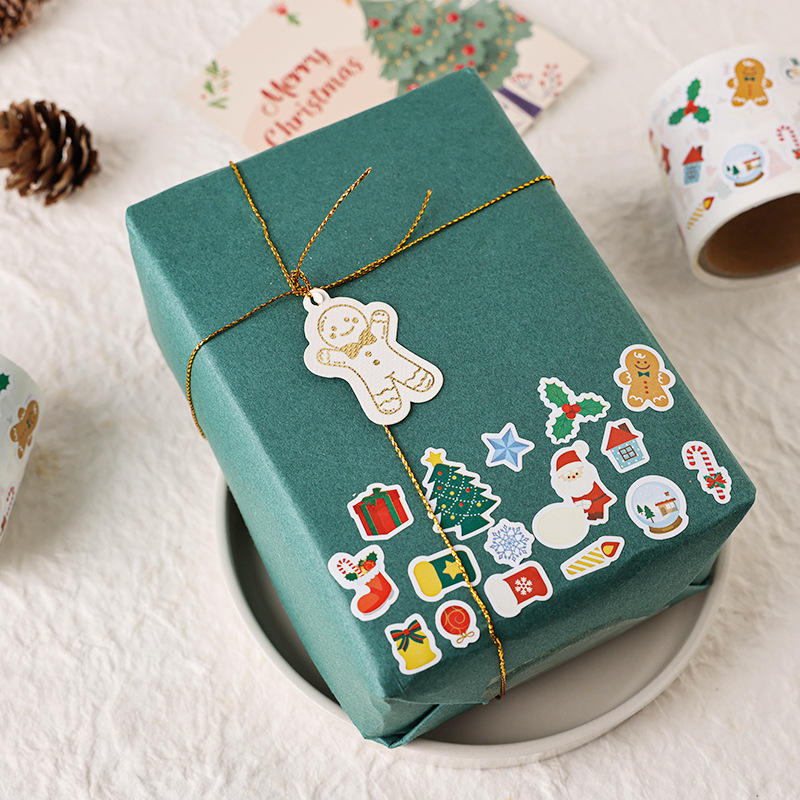 Christmas stickers children's cute goo card hand account material paper stickers Christmas seal stickers shaped text roll stickers