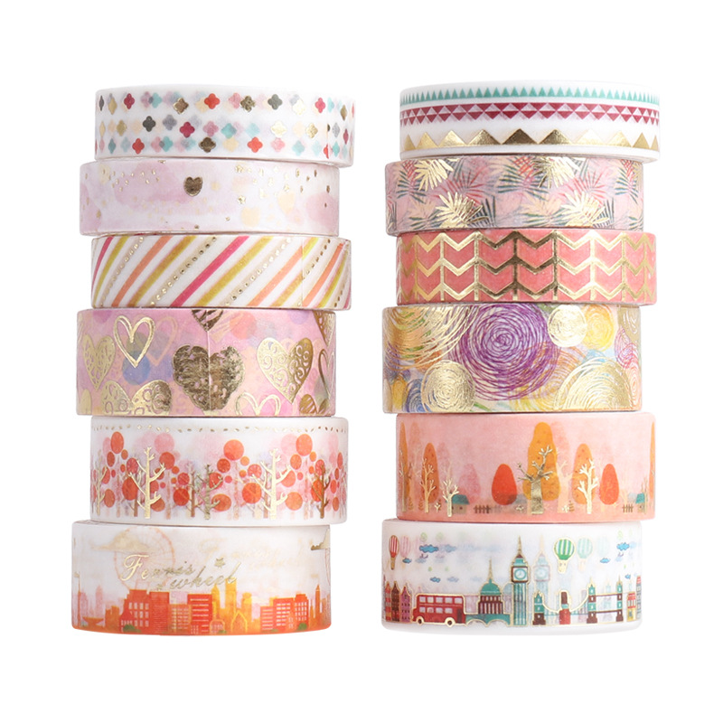 Yida culture cross-border flower series bronzing and paper tape 2M 15mm and paper hand account sticker tape wholesale