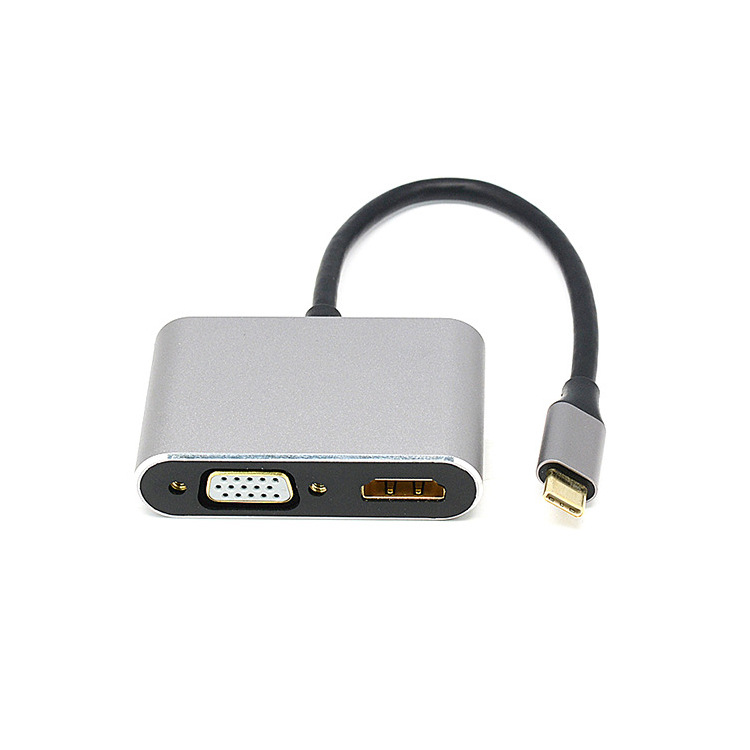 Type-c to HDMI + VGA + USB + PD four-in-one expansion dock monitor projector adapter docking station