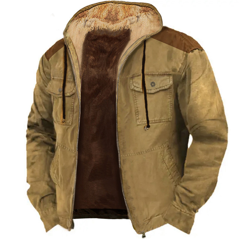 2023 European and American cross-border solid color pattern 3D printing digital printing hooded sweater Brown lining pocket Cotton