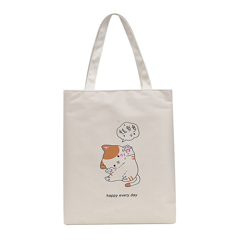 Canvas bag with INS creative design, single-shoulder and hand-held bag, Korean-style, literary and artistic, student study bag.