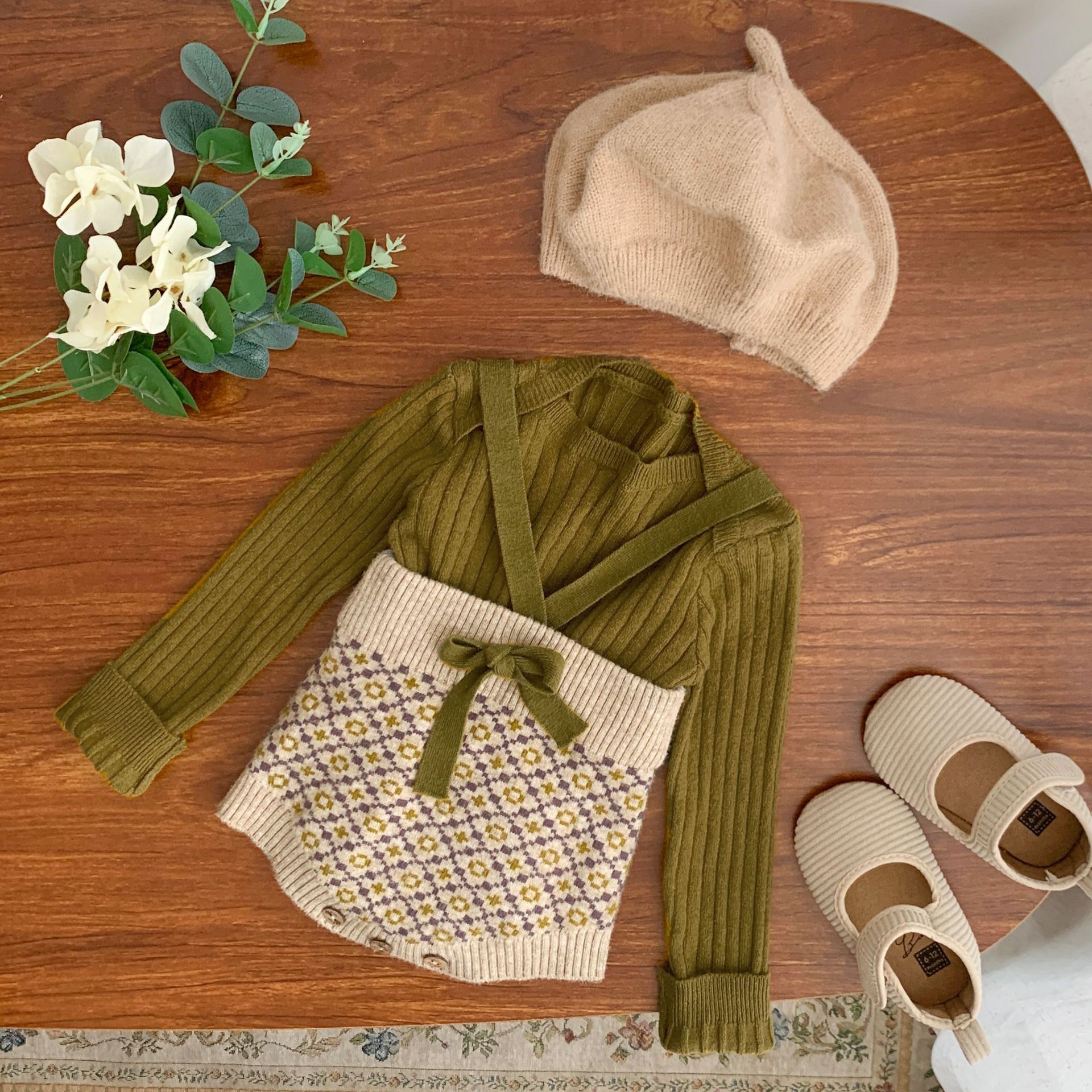 2023 Baby Clothes Spring and Autumn Baby Girl's ins Style Knitted Strappers Suit Baby Girl's Autumn Suit Going Out