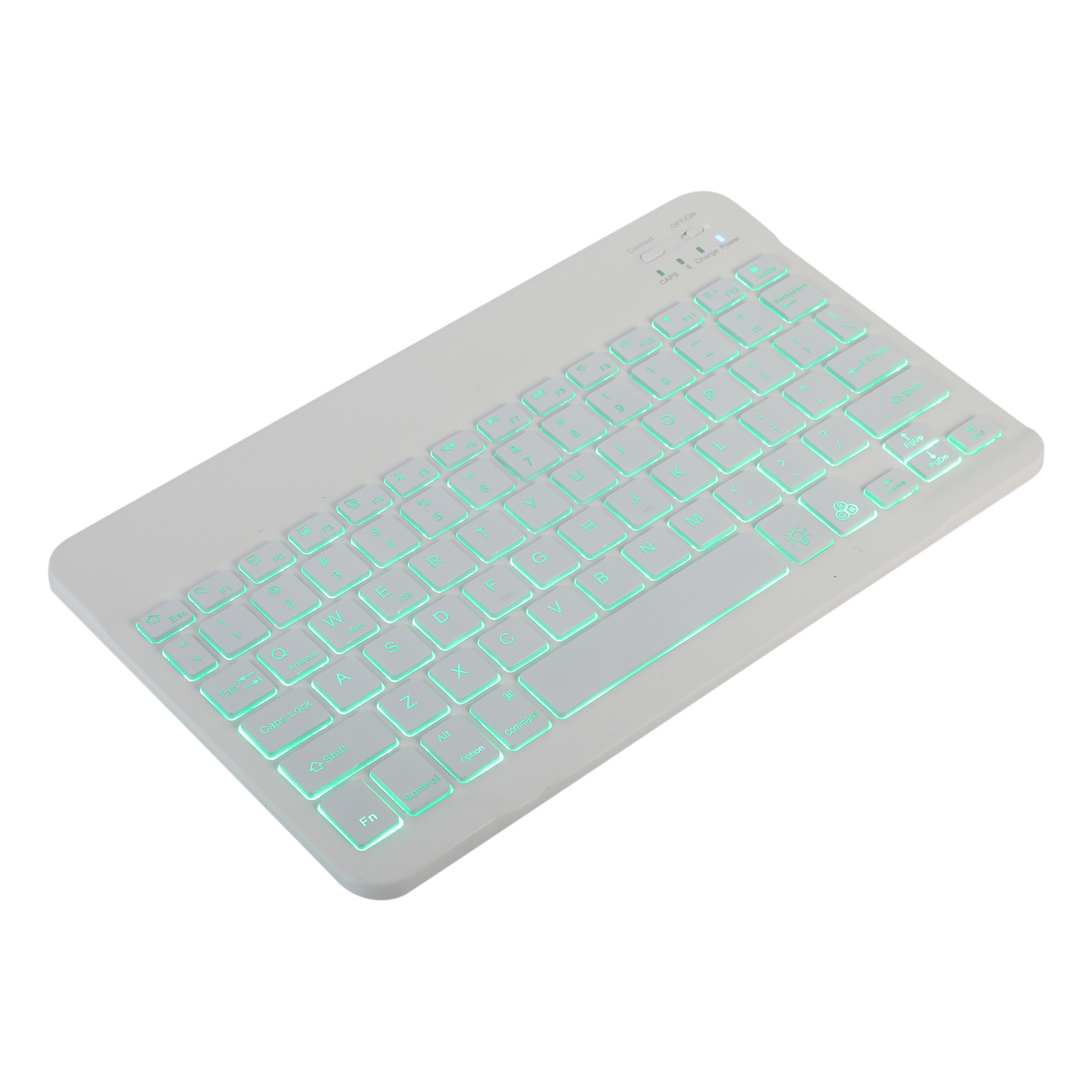 10 inch colorful lights Bluetooth keyboard White
