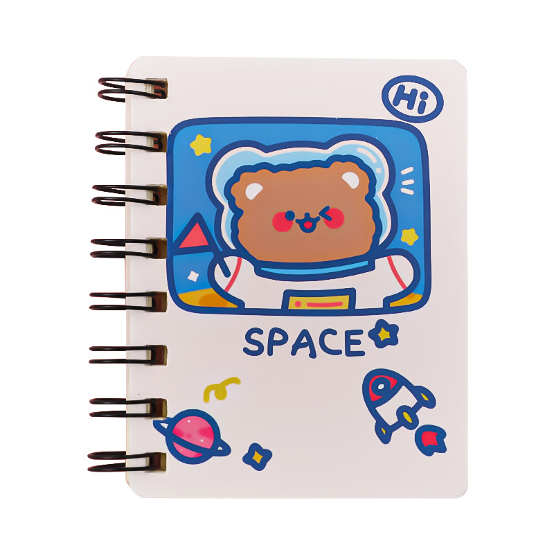 Astronaut coil book cartoon a7 loose-leaf flip notepad portable blank small notebook student stationery notebook