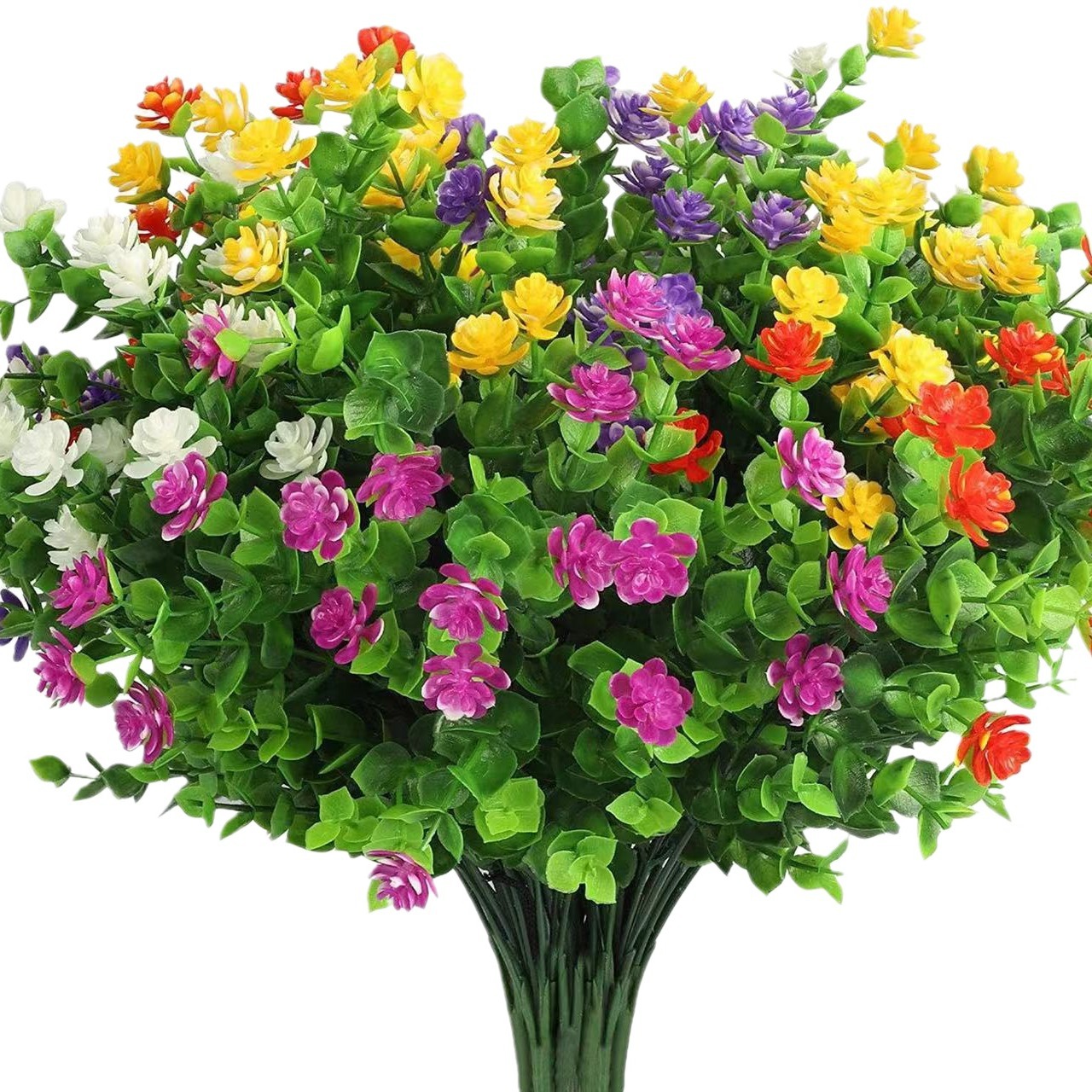 Cross-border artificial flower eucalyptus Camellia artificial Rose green plant bouquet plastic flower plant wall decoration