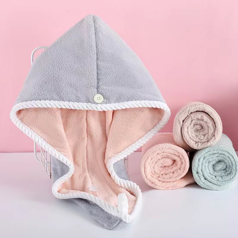 Coral fleece double thick dry hair cap Women's soft absorbent turban shower cap manufacturers wholesale new dry hair towel