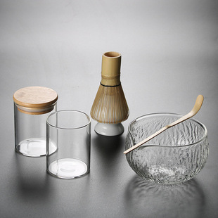 Japanese-style glass hammer pattern matcha tea set set tea brush matcha brush 100 Ben Li tea combination Song Dynasty tea