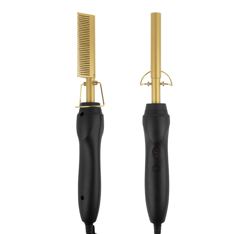 Amazon Hot Sale Electric Curling Hair Comb Household Curling Hair Stick Wet and Dry Dual Use Copper Comb Curling Straight Multifunctional Electric Straightening Hair Comb
