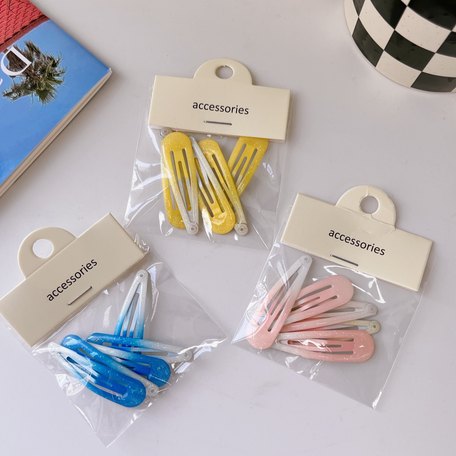5 Pack Ins Style Hair Accessories Sweet Cute Headwear Candy Color Hair Clip Women's Side Clip bb Clip Simple Personalized Hair Clip