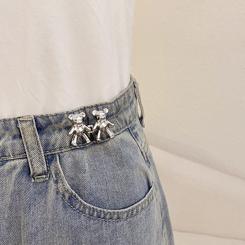 Bear jeans button waist-tight artifact waist big change small fixed pin women's pants waist elastic adjustable button