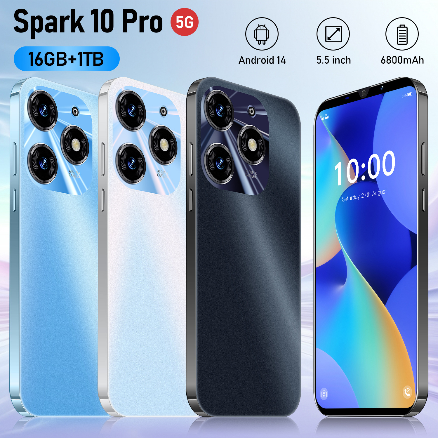 Cross-border smart phone Spark10 Pro foreign trade hot new 1+8G Foreign Language Machine Factory Direct intelligent machine