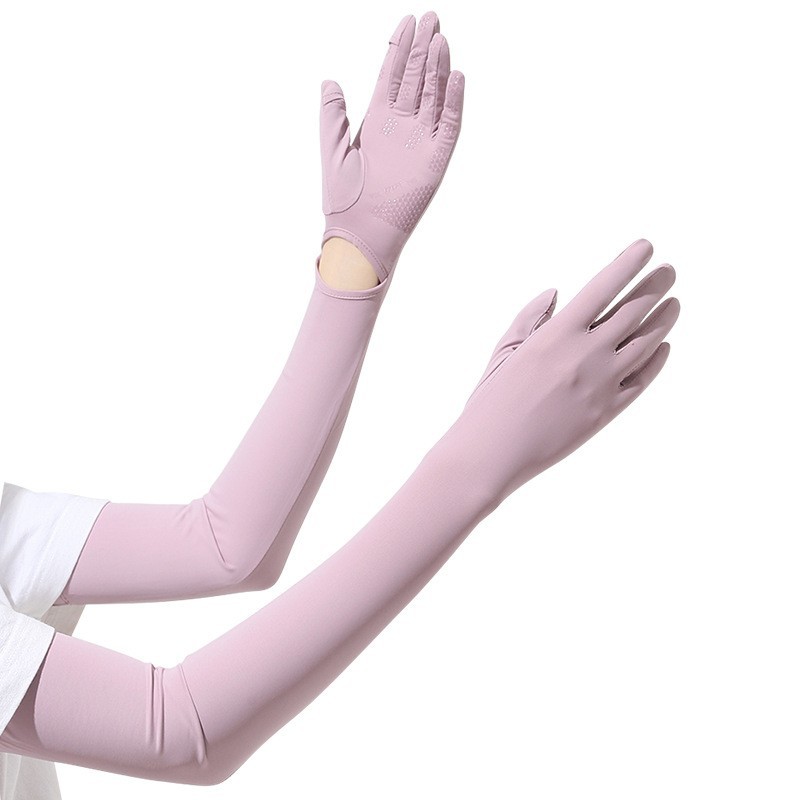 Summer UV-proof sunscreen sleeves outdoor ice sleeve riding nylon ice silk sleeve women's extended sunscreen gloves wholesale