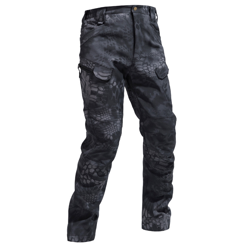 Factory direct sale soft shell camouflage charge pants plus velvet padded warm pants men's winter consul IX7 tactical pants