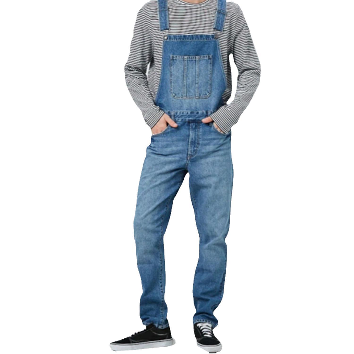 Cross-Border Men's foreign trade men's denim suspenders pants men's jeans new pants one-piece pants men's