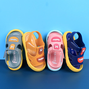 Baby closed toe sandals men's toddler shoes 0-1-2 years old 3 spring and summer baby girl waterproof soft bottom breathable beach shoes