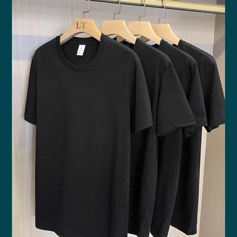 In stock Summer new Korean style 180g solid color round neck men's and women's cotton short-sleeved T-shirt loose T-shirt advertising shirt