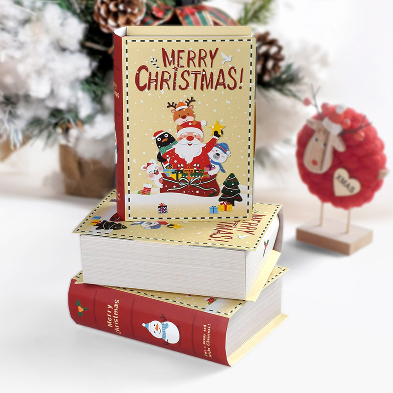 Christmas book shape dessert candy biscuit gift box in stock original Christmas gift box 5pcs/pack