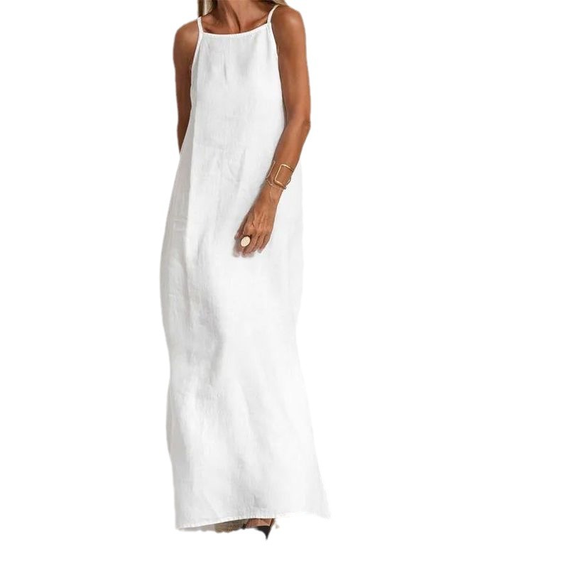 2024 Europe and the United States new cross-border wish ebay independent station fashion casual cotton and linen split sling dress