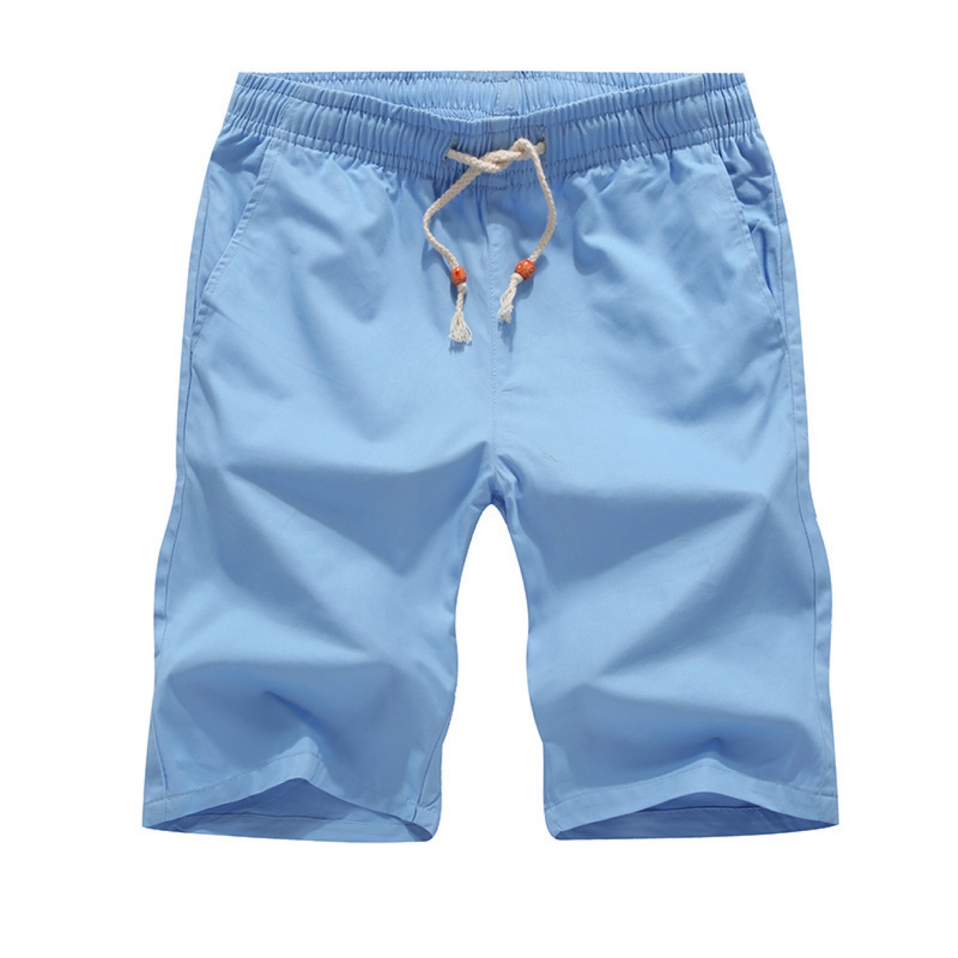 Summer Men's Casual Shorts Youth Spot Pure Cotton Mid-waist Straight Casual Solid Color European and American Men's Pants Cross-Border