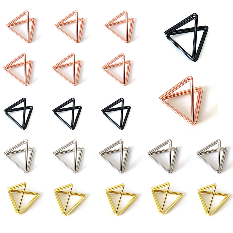 Cross-border creative triangle note message holder three-dimensional metal business card holder desktop photo holder seat clip wholesale