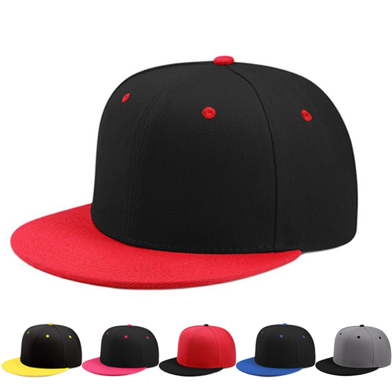 厂家直销欧美嘻哈拼色光板平沿帽 户外透气防晒太阳帽棒球帽批发