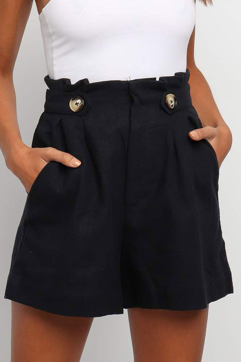 2024 Women's Summer Short Pleated Pocket A- Shaped Elastic Lace-Up High Waist New Shorts