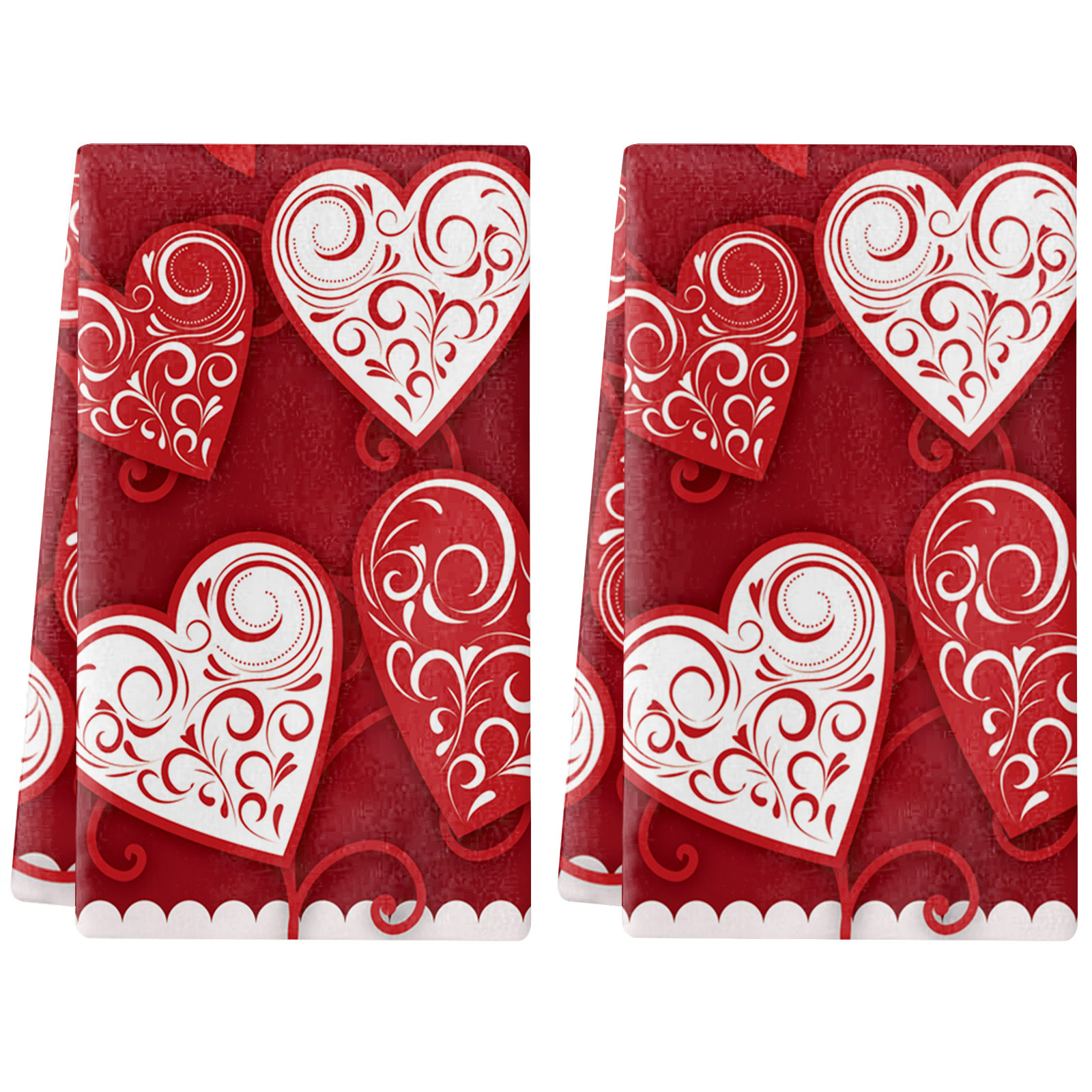 Amazon hot new kitchen cleaning dish towel Valentine's Day absorbent towel love printing kitchen towel